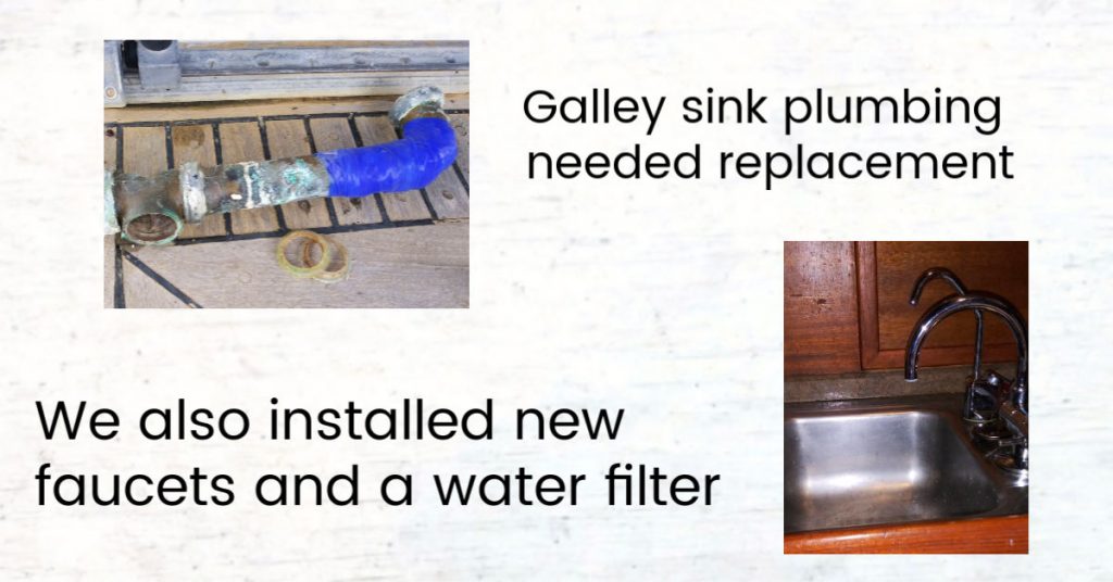 galley sink and plumbing and new water filter