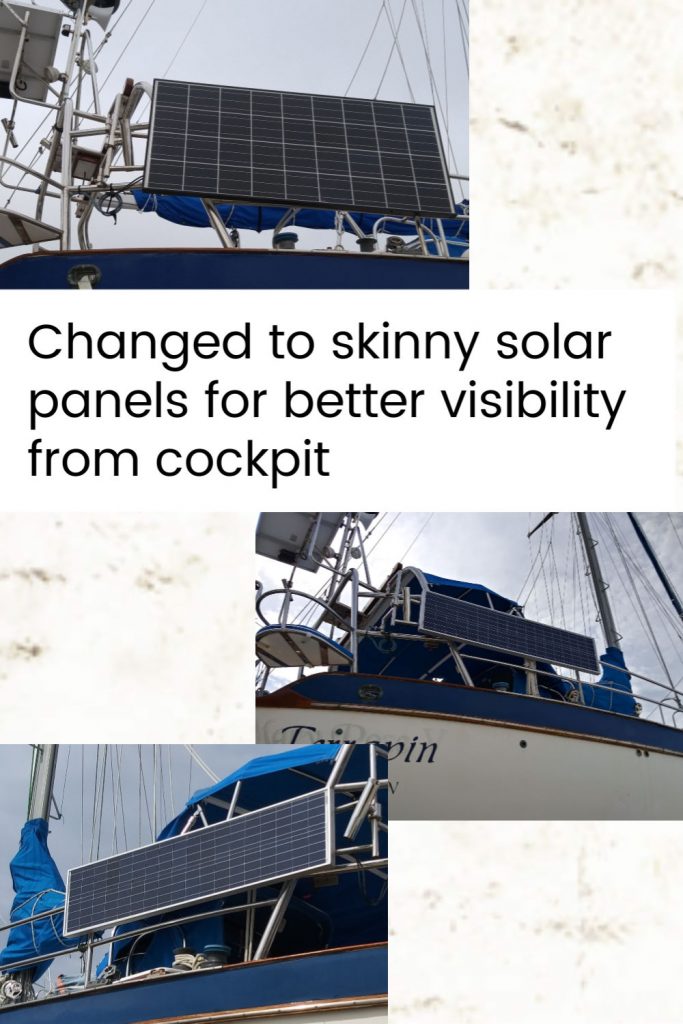 solar panels for sailboat mounted on cockpit rail