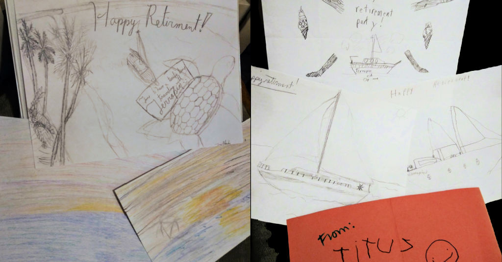 hand drawn cards from grandchildren  