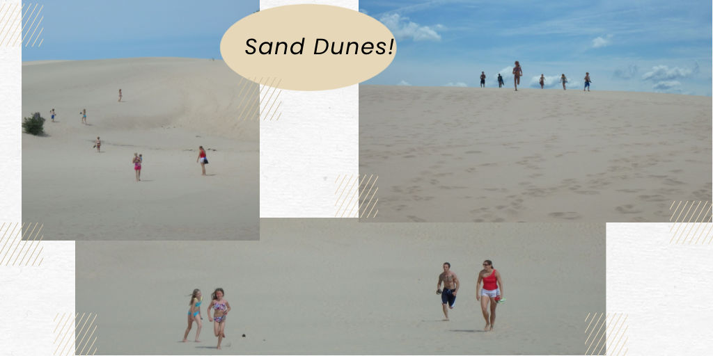 family on sand dunes 