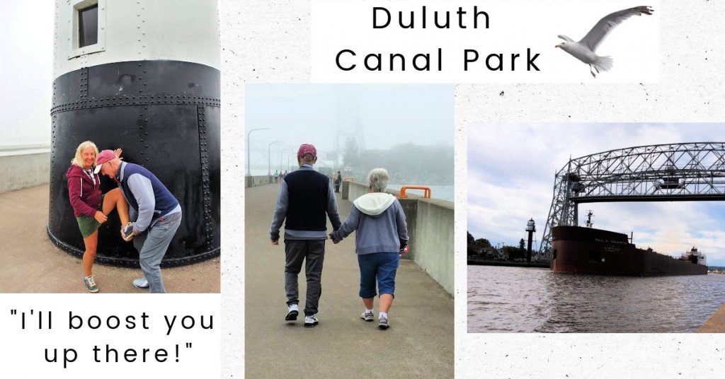 covid birthday hikes at Duluth canal park pier 