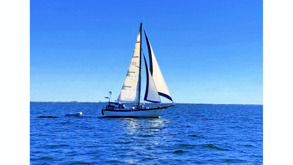 westsail32 Terrapin sailing under full sail in Port Charlotte, FL