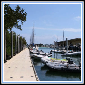 dinghies lined up at dinghy dock