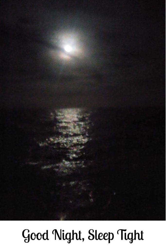 picture of moon over the water during an otherwise dark night