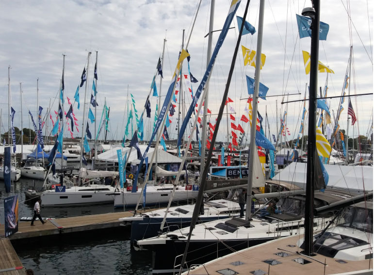 sailboat masts and flags, annapolis boat show