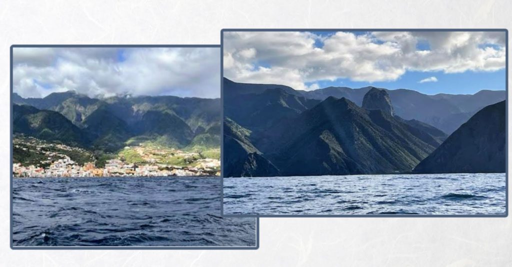 landscapes of Canary Island coastline from the water 
