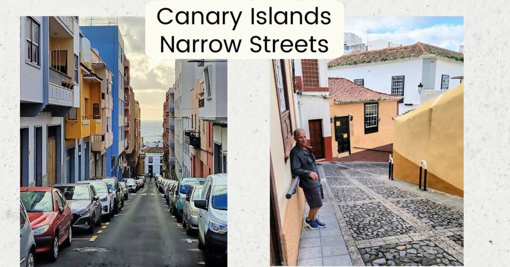 Canary Islands, cobblestone street, view down two narrow streets 