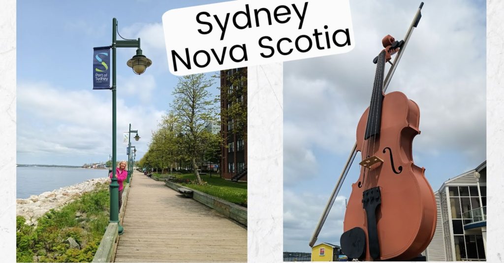sydney nova scotia boardwalk by waterfront, world's largest fiddle 