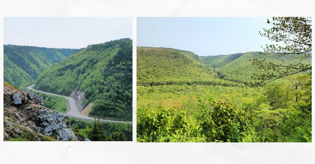 views of hills from cabot trail in nova scotia 