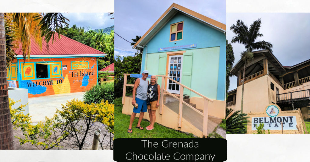 photo of the outside of three of Grenada's chocolate factories 