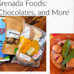 chocolate bars, spices in bowls, nutmeg in package, spices in baggies