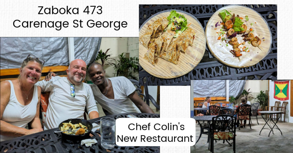 collage of food and guests at Zaboka 473 restaurant 