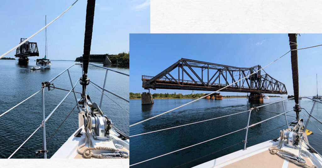 Iconic Little current swing bridge opening for sailboats to go through