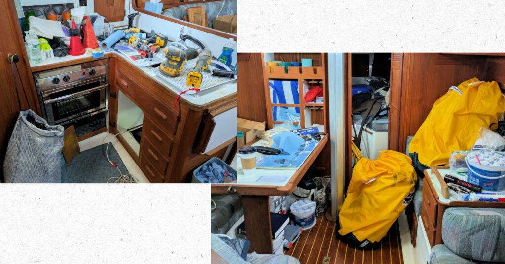 sailboat cabin as a construction zone 
