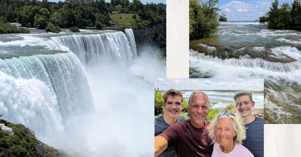 grandparents and grandsons with different views of Niagara Falls 