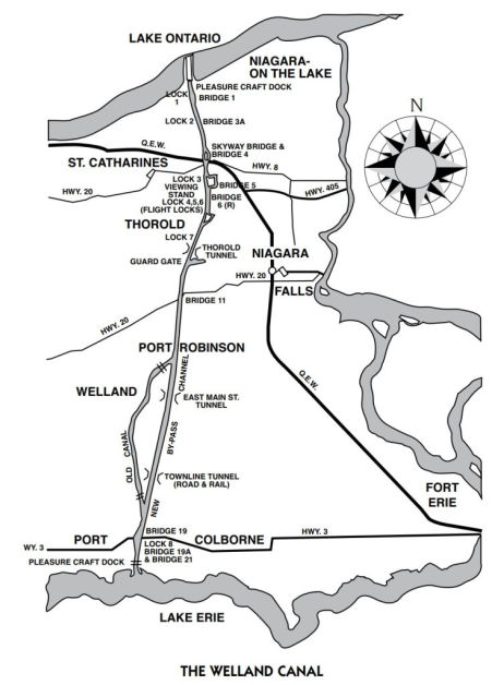 sketch of welland canal from Seway Guide for pleasure craft  